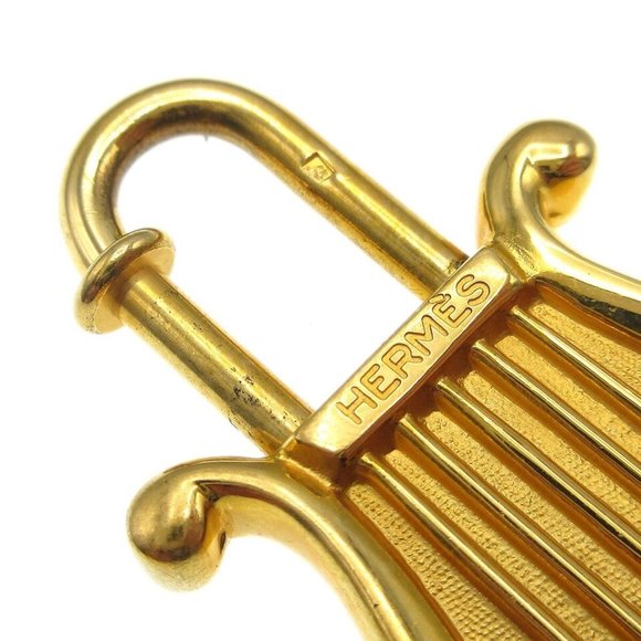 HERMES Harp Motif 1996 Limited Cadena Padlock Gold Bag Charm - Picture 7 of 10